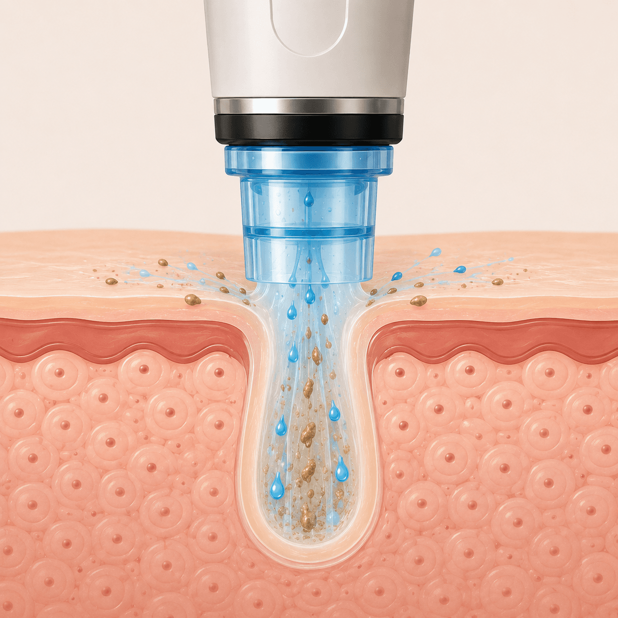 Illustrated demonstration of HydraFacial step 2: Extract + Hydrate