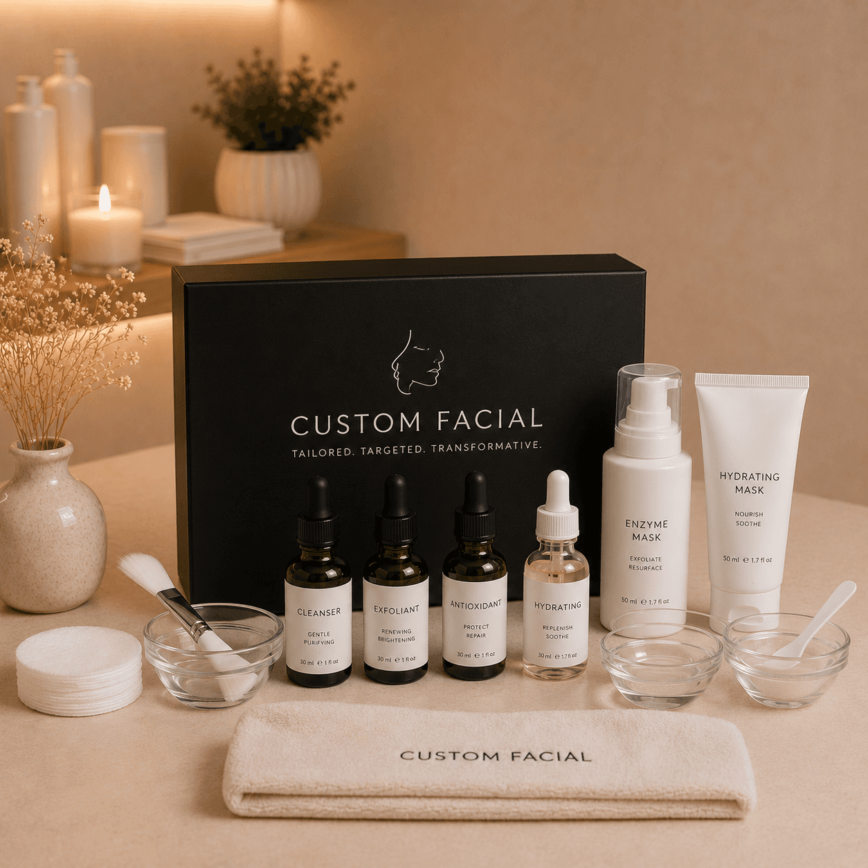 Custom facial treatment in progress at Lovely Lilly's studio in North Austin