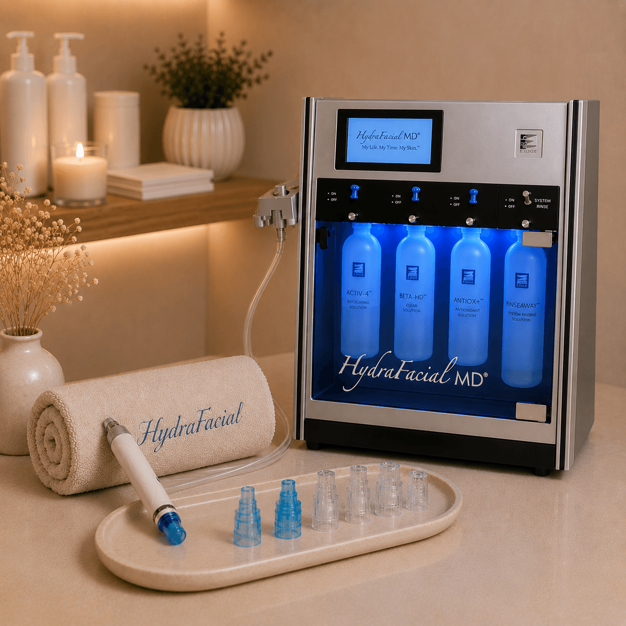 HydraFacial treatment in progress at Lovely Lilly's studio in North Austin
